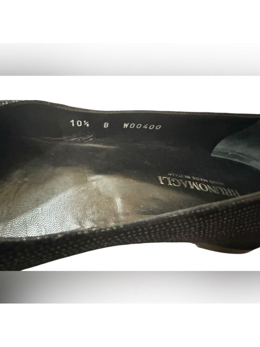 Bruno Magli Black Textured Leather Peep Toe Flats Italy Sz 10.5 - Picture 10 of 11